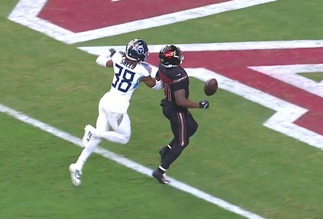 Emari Demercado lost control of the ball before reaching the end zone on Sunday