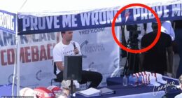 Kolvet slammed the 'extremely disgusting attack' on Kirk's closest friend as he rubbished theories about McCoy which swirl around his 'swift departure' from the scene, while 'mysteriously' using his phone (pictured: a red circle on McCoy moments before the shooting)