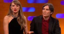 Cillian Murphy has been called out for his 'resting bored face' while listening to Taylor Swift is talking about her engagement to fiancé Travis Kelce