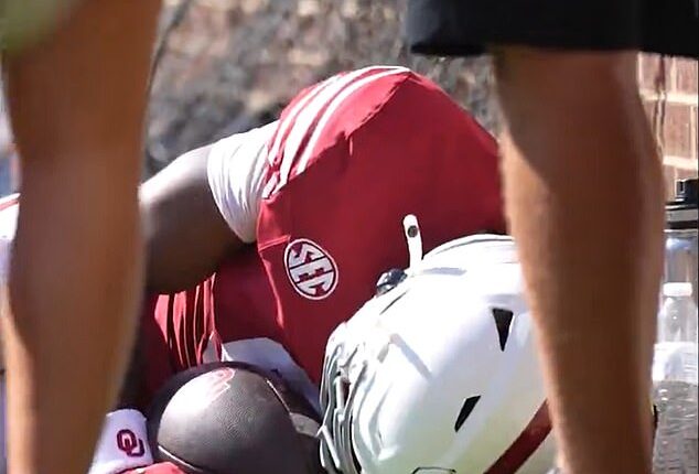 Oklahoma football star Keontez Lewis crashed into a brick wall in a scary incident Saturday