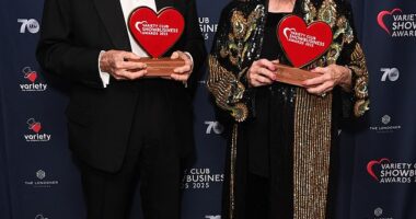 Coronation Street legends William Roache and Barbara Knox (pictured) insisted they aren't slowing down yet as they were awarded the Outstanding Contribution to Television gong at the Variety Club Awards on Sunday evening
