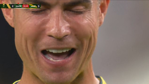 Cristiano Ronaldo was spotted giving himself a pep-talk before a late free-kick in Al-Nassr's defeat by Al Ittihad