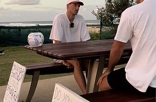 Elliot (right) opened up to Blair Rubock (left), who's behind the social media project Through Strangers Eyes, about a heartbreaking story of a dad he met at a gym