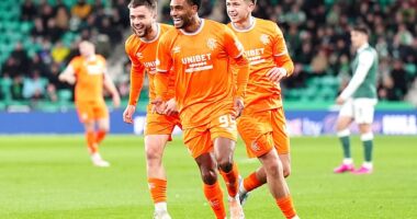 The striker fired in an early opener at Easter Road that proved to be the winner