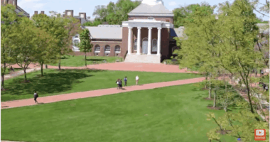 The University of Delaware campus on a sunny day.