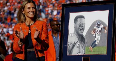 Broncos owner Carrie Walton Penner clap during Demaryius Thomas' posthumous induction