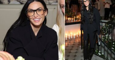 Demi Moore showed off her ageless beauty as she attended a Bobbi Brown make-up event in California . The Ghost actress, 62, was among the stars who headed to San Vicente Bungalows in West Hollywood for the Bobbi Brown x Sara Foster event on Tuesday. Demi looked radiant at the event with her flawless skin on display as she celebrated actress Sara's new role as celebrity brand ambassador for the cosmetics brand.