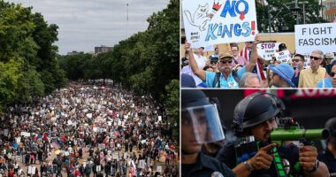Scores of liberal activists are gathering across the country Saturday for 'No Kings' protests against President Donald Trump and his administration's actions that they view as illegal and subverting American Democracy. Members of Congress , who have been locked in a bitter battle as the government shutdown careens into its 18th day, are among those both encouraging and ripping the demonstrations.