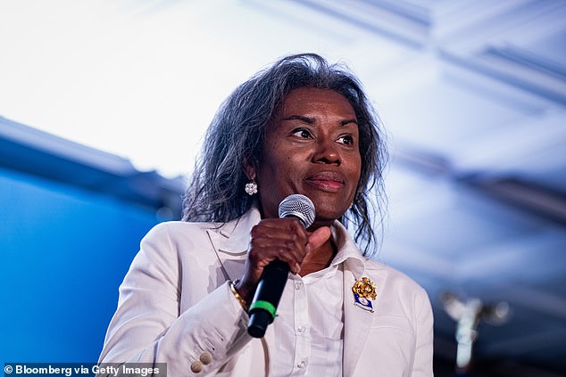 Winsome Earle-Sears, Republican gubernatorial candidate for Virginia, during a campaign event at the Vienna Volunteer Fire Department in Vienna, Virginia, US, on Tuesday, July 1, 2025