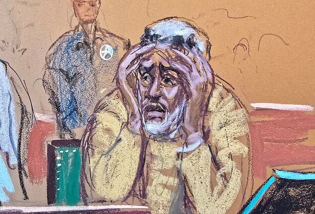 Sean 'Diddy' Combs, pictured crying as his children spoke at his sentencing hearing earlier this month, is due for release in early May 2028