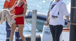 Dina Broadhurst set sail on a luxury yacht around Sydney Harbour on Friday with her multimillionaire boyfriend John Winning