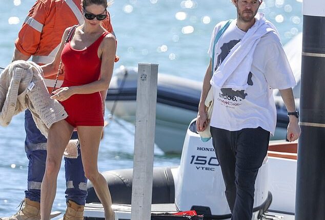 Dina Broadhurst set sail on a luxury yacht around Sydney Harbour on Friday with her multimillionaire boyfriend John Winning