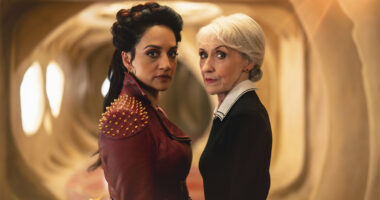 Archie Panjabi and Anita Dobson in Doctor Who episode "Wish World"