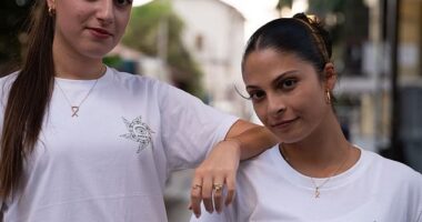 Karina Ariev (left) and Daniella Gilboa (right), both on mandatory national service with the all-female battalion of unarmed Border Observers, were taken hostage by Hamas on October 7, 2023. Pictured here after their release