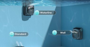 This wireless robot intelligently suctions and scrubs the floors, vertical walls and waterline of the pool