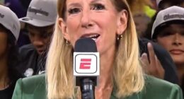 Several fans in Phoenix were seen giving the finger as Cathy Engelbert addressed the crowd