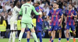 Barcelona stars clashed with their Real Madrid counterparts at full-time of a heated El Clasico