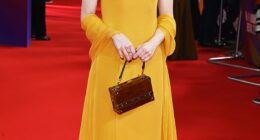 Emma Stone continued to flaunt her 'new face' while posing on the red carpet in London on Friday