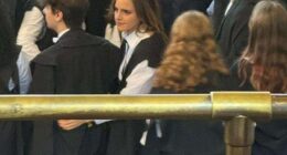 Emma Watson matriculated at Oxford as a member of Lady Margaret Hall in 2023 before moving to New College (pictured: Watson at the matriculation ceremony)