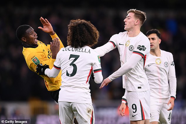 Liam Delap recorded Chelsea's sixth red card in their last nine games on Wednesday night