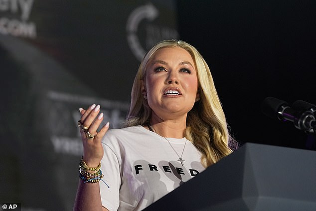 Erika Kirk speaks during a "This Is the Turning Point" campus tour event at the University of Mississippi