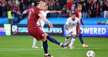 Erling Haaland saw his early penalty against Israel saved by goalkeeper Daniel Peretz