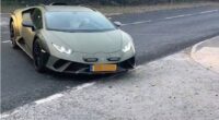 Erling Haaland was seen driving out of Man City's training ground in his brand new Lamborghini Huracan Sterrato (above), worth £250,000