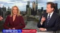 9News Melbourne anchor Tom Steinfort was caught in a live TV blunder with a floor manager during a newsroom update on Wednesday night. Pictured with co-host Alicia Loxley
