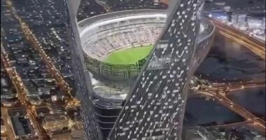 A video circulating on social media appears to show a concept of Saudi Arabia's Neom Sky Stadium, set to be a venue at the 2034 World Cup