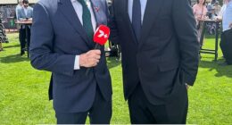 Channel Seven shared this image of Nick Daicos with racing and footy commentary legend Bruce McAvaney