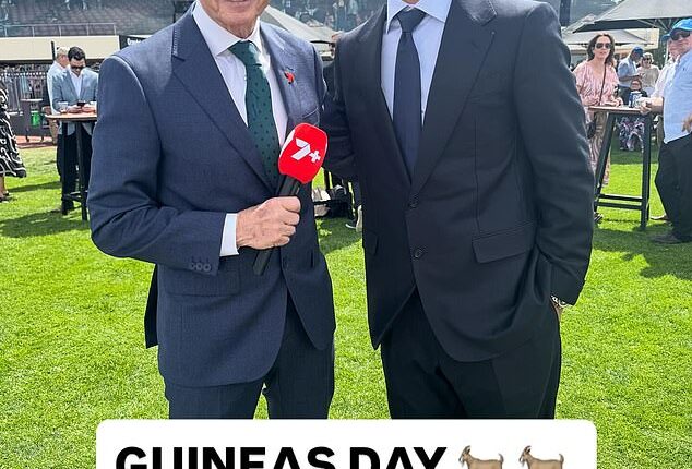 Channel Seven shared this image of Nick Daicos with racing and footy commentary legend Bruce McAvaney
