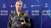 Erling Haaland, pictured holding his Player of the Match award, could not hide his fury after Monaco twice came from behind to draw 2-2 with his Manchester City side on Wednesday