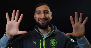 Gianluigi Donnarumma already has his (sizeable) hands on his first piece of silverware at Manchester City - the Premier League save of the month award
