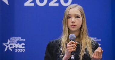 Naomi Seibt (pictured) - a conservative German activist who once reached viral fame as the 'anti-Greta Thunberg' - now fears for her life and has applied for asylum in the United States