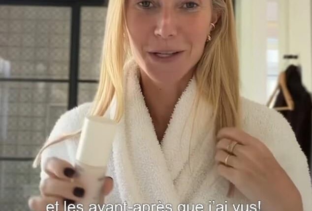 Gwyneth Paltrow shared a new wellness video to social media on Friday. The GOOP founder was inside the gray-and-white bathroom of her Montecito, California mansion as she wore a fluffy white robe
