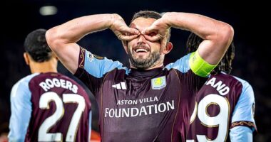 Scotland star John McGinn celebrates his goal for Aston Villa against Feyenoord last week