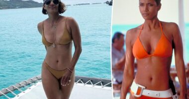 Halle Berry channels her inner Bond-girl in a gold bikini sharing ‘This is 59’