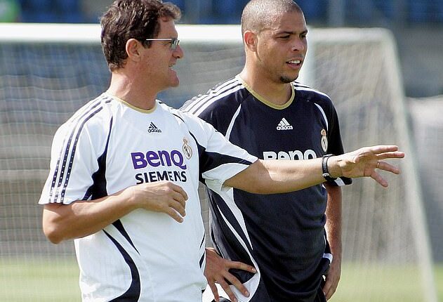 Fabio Capello (left) says Ronaldo (right) piled on the pounds and went partying all the time