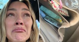 Hilary Duff sobs after spilling coffee all over her Balenciaga bag
