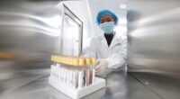 The NIFTY test - a brand-named product of BGI Genomics - was developed in China , with the support of the People's Liberation Army. (Pictured: BGI Genomics laboratory in 2018)