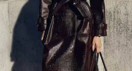 This Croc Faux Leather Belted Longline Trench Coat from the British retailer is priced at £90