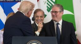 Sir Keir Starmer was invited up to the front of the stage by Donald Trump as he addressed the world's media at the Gaza summit in Egypt