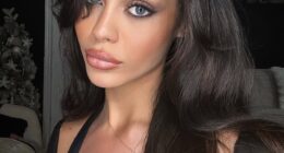 TikTok star Dina Khalil (pictured) underwent iris implant surgery as a teenager in Egypt to change her naturally brown eyes to a bright blue. She was almost left blind by the procedure