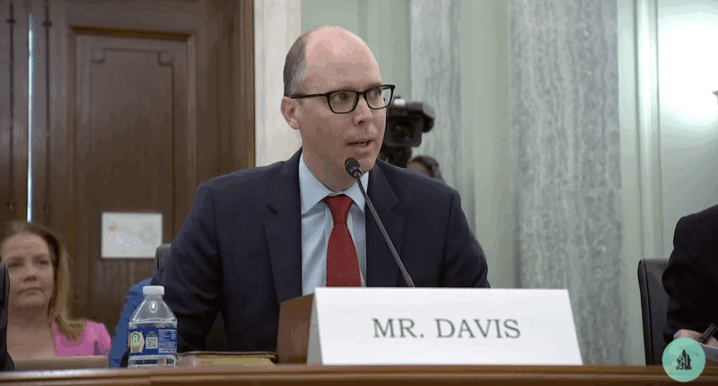 Sean Davis testifying before Senate Finance committee