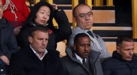 Executive chairman Jeff Shi (top right) looks on from the stands at Molineux - but Wolves have been far from pretty to watch this season