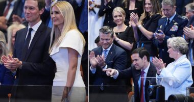 President Donald Trump 's closest inner circle, including Jared and Ivanka Kushner, are joining him for his historic trip to secure peace between Israel and Gaza . The commander-in-chief arrived in Israel on Monday morning to address the Knesset and later attend a peace ceremony in Egypt with Middle Eastern leaders to commiserate the Israel-Hamas ceasefire.