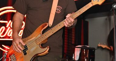 Jason Momoa took to the stage in London on Thursday as he played bass guitar with his band Oof Tatata at 100 Wardour Street