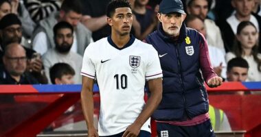 Jude Bellingham (left) has been dropped from the England squad this month by Thomas Tuchel