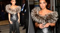 Kim Kardashian serves medieval glam in vintage fur corset with floor-sweeping fringe
