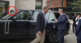 A stalker fixated with Prince Harry (reported to be the woman circled standing behind the vehicle the Duke of Sussex was travelling in) was reportedly twice able to pass within feet of him during his recent UK visit